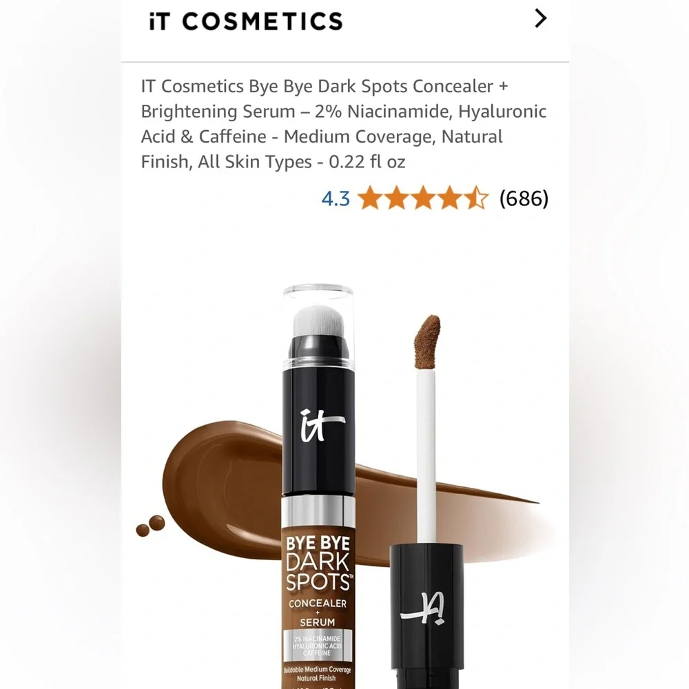 IT Cosmetics Bye Bye Dark Spots Concealer + Serum - Medium ( shade deep warm 60